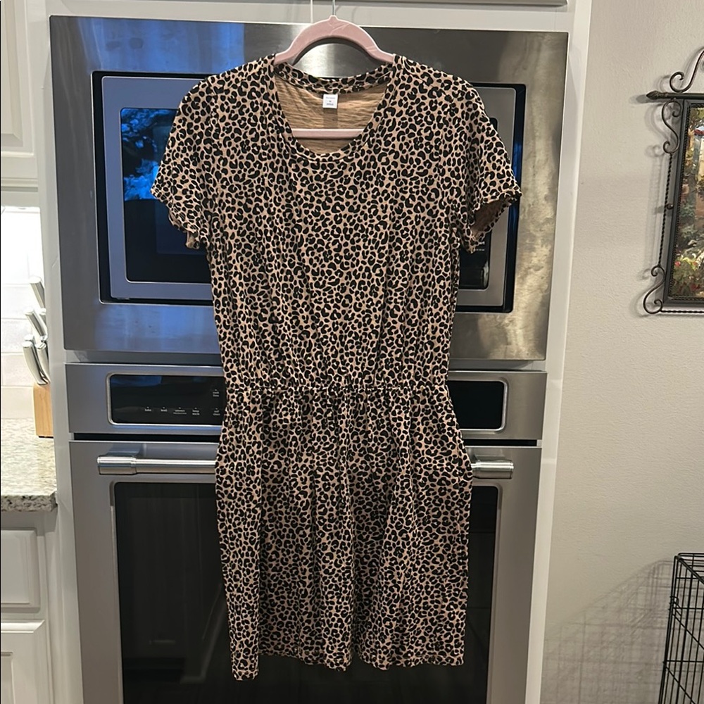 Old Navy Tan and Black Leopard Print Mini Dress